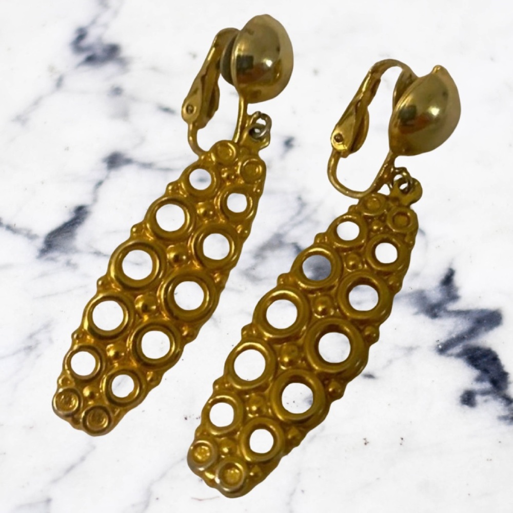 Unique Vintage Gold Bubble Earrings